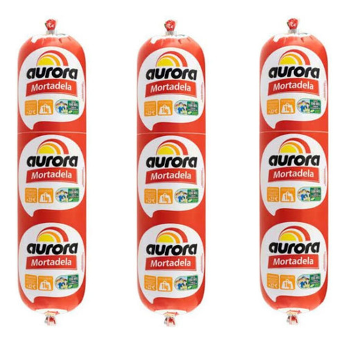 Kit 03 Mortadela Aurora Tradicional 1 Kg Validade Adequada