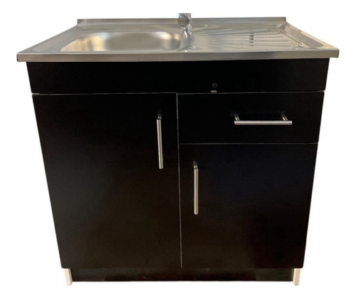 Lavaplatos Con Mueble 80x50 Mdf Sec. Derecho Negro