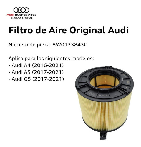 Imagen 2 de 7 de Filtro De Aire Audi 8w0-133-843-c
