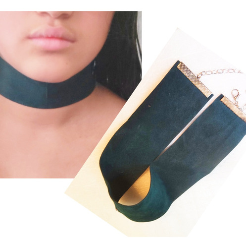 Collar Gargantilla Choker Noche Cinta Símil Gamuza Ancho 