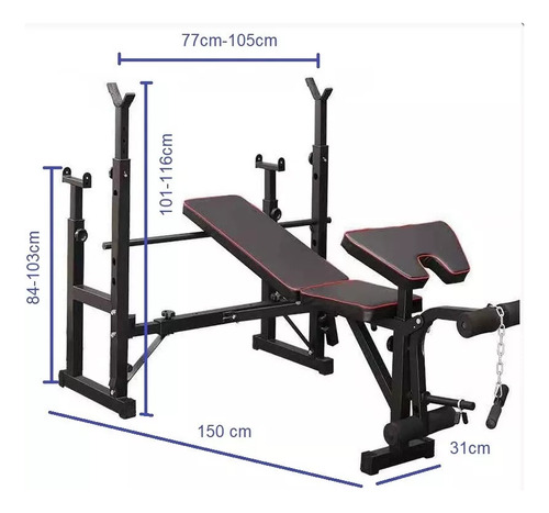 Banco Para Pesas De Doble Rack Y Predicador Mini Gym