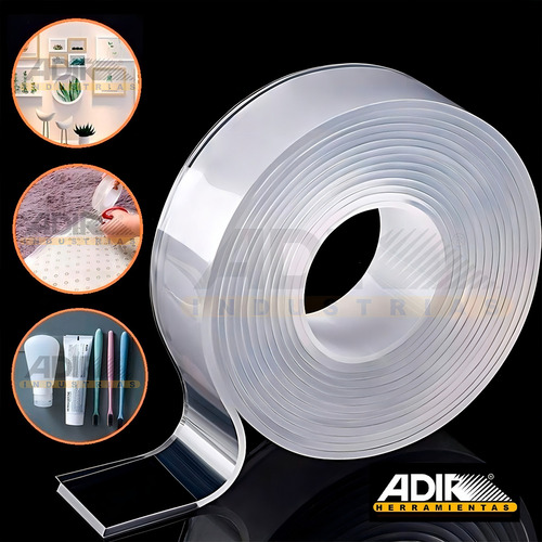 Cinta Nano tape doble cara adhesiva trasparente lavable a prueba de agua blanco genérica.