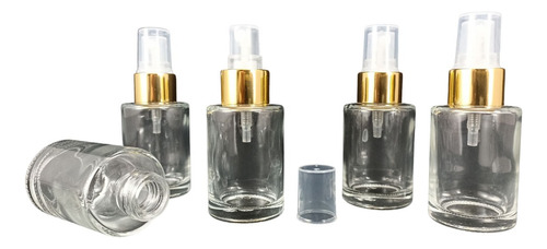 Frasco Perfume Vidrio 30ml Con Spray Dorado X 5 Unidades