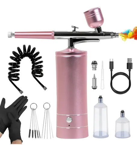 Kit Aerografo Con Compressore Ricaricabile USB, Pressione 23-27PSI, Ugello 0,3mm, Per Nail Art, Trucco, Modellismo, Pittura E Tatuaggi, Con Accessori E Spazzole Per Pulizia