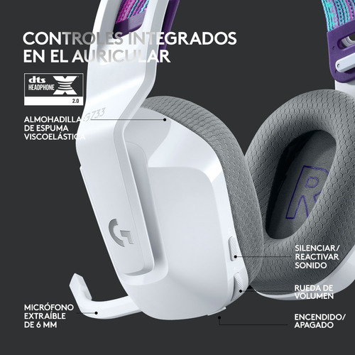 Auriculares G733 Con Micrófono Inalámbricos Lightspeed Rgb P Color Blanco