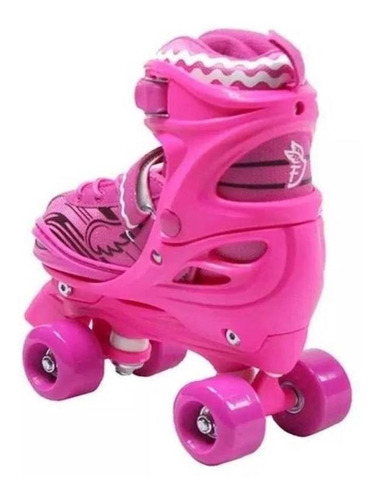 Imagem 6 de 6 de Patins 4 Rodas Retrô Clássico Rosa C/ Luz Led Roller Skate