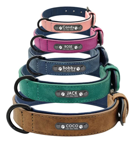 Collar De Cuero Personalizado Con Ajustable Para Perro