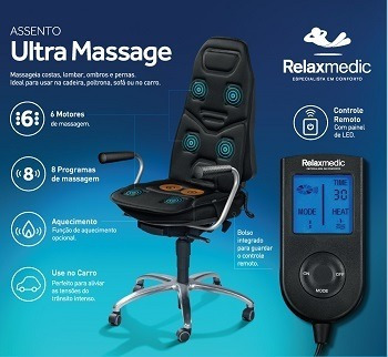 Assento Ultra Massage - Relaxmedic - 6 Motores, Carro E Casa