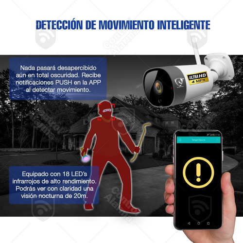 Imagen 7 de 10 de 4 Camaras Wifi Ip Ultra Hd 4mpx Nube Exterior Seguridad