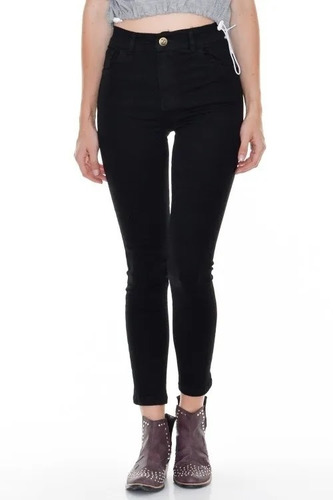 Jeans Pantalón Mujer Negro Tiro Alto Sisa Chupin Clasico