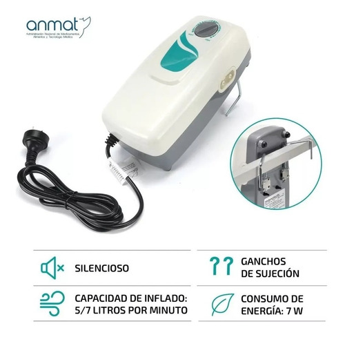 Imagen 4 de 10 de Colchon Antiescaras Kit Automático Regulable 135 Kg Anmat