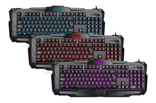 Teclado Gamer Fatc-78 Usb Com Led Cores Azul Vermelho Lilas