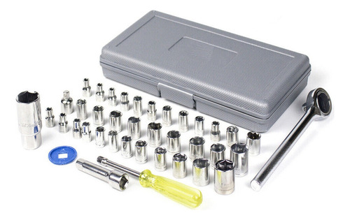 Jogo Kit Chave Soquete Catraca Cachimbo Reversível 40 Peças