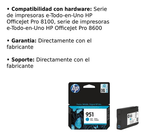 Imagen 4 de 6 de Cartucho De Tinta Hp 951 Cian