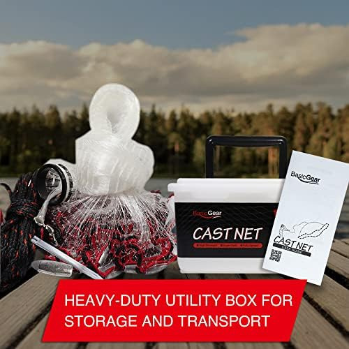 Basicgear Cast Net | Iron Zinc, Radio De 4 Pies, Malla De Y