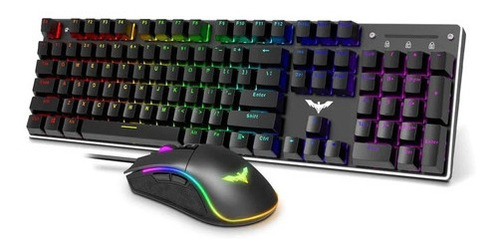 Combo Gamer Havit Teclado Switch Azul E Mouse 4800dpi Kb393l Preto