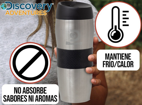 Imagen 5 de 10 de Vaso Termico Cafe Acero Inoxidable Protector Goma Discovery