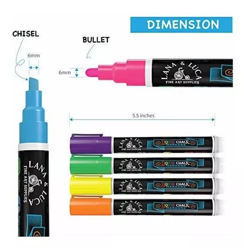 Liquid Chalk Markers For Blackboards - Bold Color Dry Erase Marker Pens - Chalk  Markers For Chalkboards Signs, Windows, Blackboard, Glass With 24 Chalkboard  Labels Included - 6Mm Reversible Tip ( 