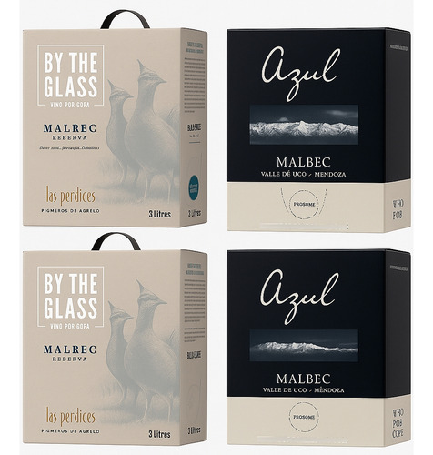 Bib Las Perdices Reserva Malbec + La Azul Malbec - 4 X 3l
