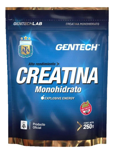 Creatina Monohidrato 250 Gr Gentech Sin Tacc Pura Energia Sabor Sin Sabor