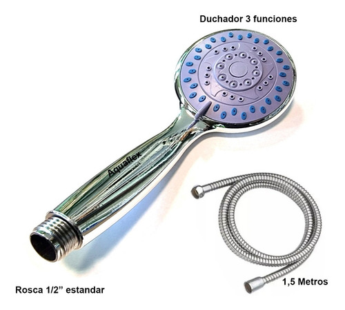 Duchador De Mano 3 Funciones Con Flexible 1,5 M Y Soporte