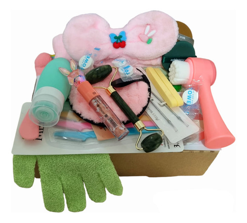Set Regalo Skincare Completo En Caja Vincha Macarillas Gloss