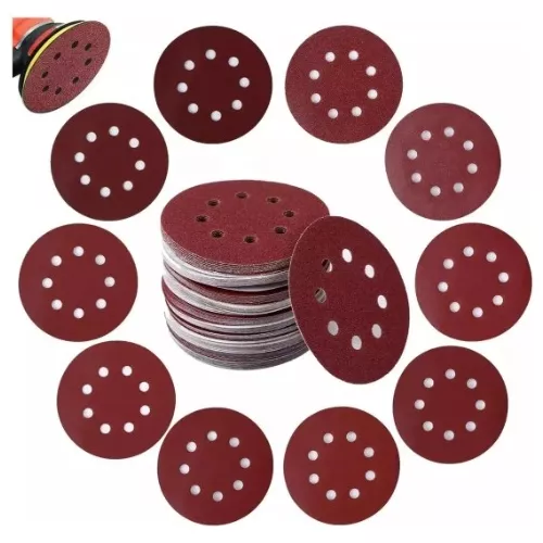 Set 100 Lijas #120 Velcro Con 8 Orificios 125mm 5 Pulgadas