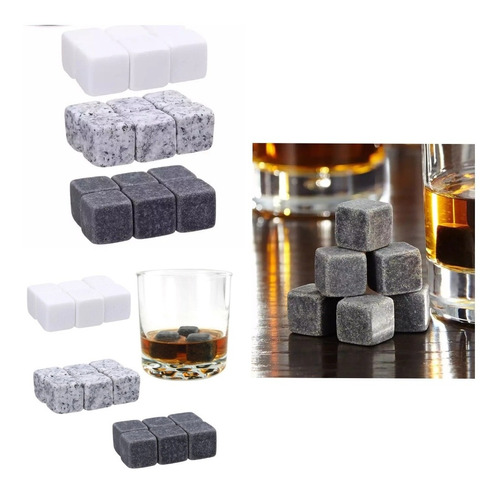 12 Hielos Cubos Piedras Rocas Grandes Soapstone Para Whisky