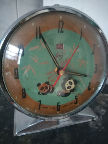 Antíguo Reloj Despertador A Cuerda Oso Panda De Colección (Usado)