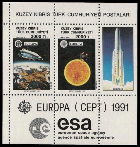 Tema Europa - Espacio - Chipre Turco 1991 - Block Mint 