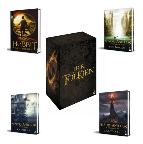 Pack Tolkien El Hobbit + La Comunidad + Las Dos Torres, de J. R. R. Tolkien. El señor de los anillos, vol. 0.0. Editorial Booket, tapa blanda, edición 1.0 en español, 2012