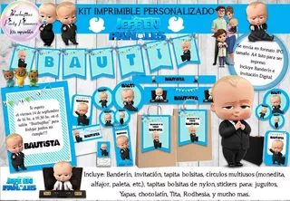 Kit Imprimible Jefe En Pañales Editable Bebe Decoración N76