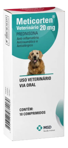  Meticorten Para Cães 20mg 10 Comprimidos Msd