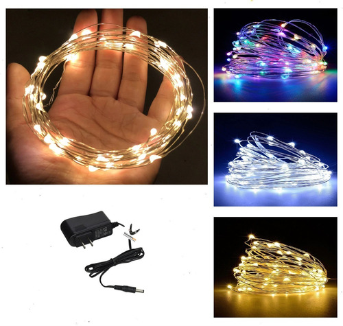 Luces Micro Led 10mt Alambre Luz Navidad X 100 Blanca