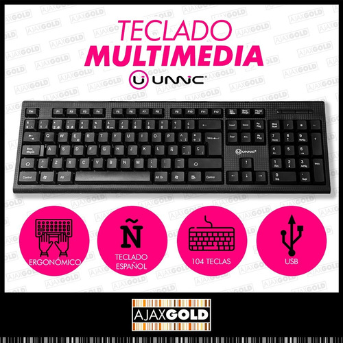 Teclado Para Pc Qwerty Usb Unnic Negro Español Con Ñ