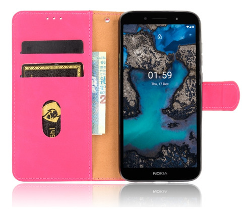 Funda Con Tacto Suave En Color Rojo Rosa For Nokia C1 Plus