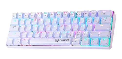 Teclado Hype Legend Rebel QWERTY Outemu Blue inglés US color blanco con luz RGB