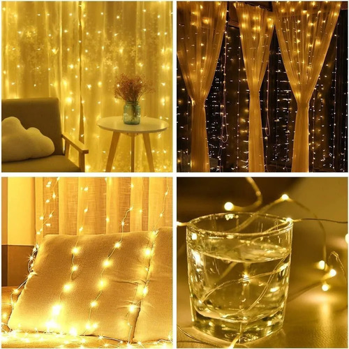 Cortina Guirnalda Decorativa De 300 Luces Led 3x3m