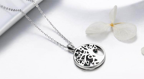 Collar Árbol De La Vida Verde Para Mujer Dama En Plata 925