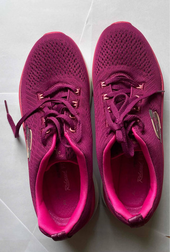 Imagen 2 de 6 de Zapatillas Skechers Arch Fit Negra 7,5 D Lux Walker Fucsia