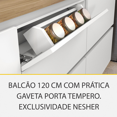 Cozinha Modular Completa Mdf 5 Peças Nesher Rainha Branco Marrom