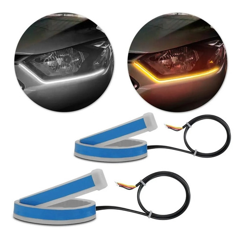 Fita De Led Drl Dual Color 3000k 6000k 12v 60cm Universal