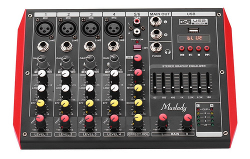 Muslady D6 Mezclador De Consola De Mezcla De 6 Canales