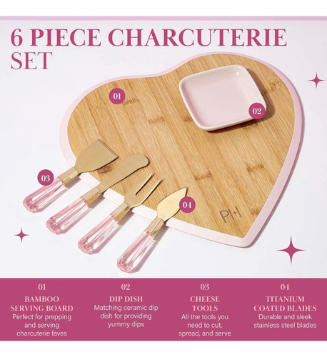Tabla Para Picar Paris Hilton Juego Rosa 6 Piezas Corazón Rosa
