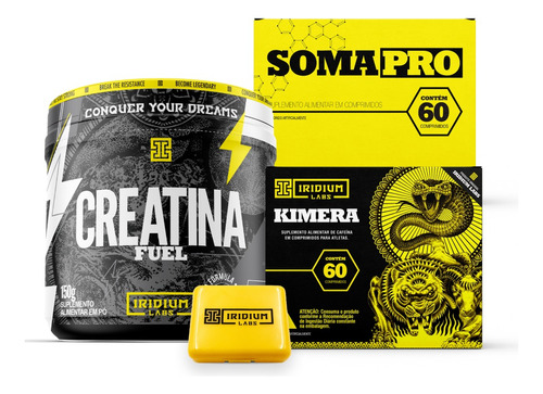 Kit Creatina Fuel + Kimera Thermo + Soma Pro + Porta Caps Sabor Sem sabor