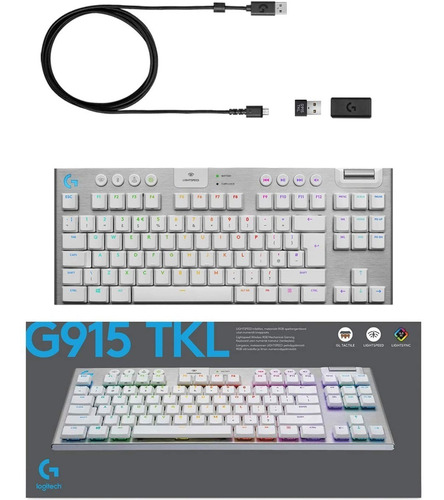 Teclado Gamer Logitech G915 Tkl Mecanico Switch Gl Tactil Color del teclado Blanco Idioma Inglés