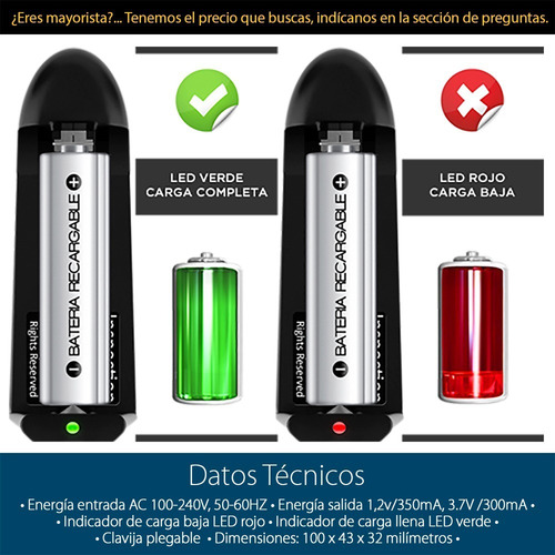 10 Pzs Cargador Baterías Universal 3.7v 18650 Cr123 14500