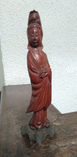 Antigua Figura China Madera Caoba Alt 18cm Sana Estatuilla