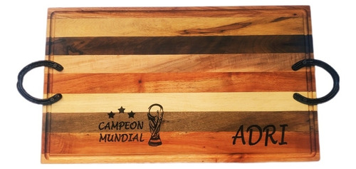 Juego Parrilla Tabla Asado Madera Dura Campeón Mundial 60x35