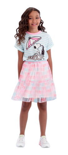 Conjunto Infantil Petit Cherie Snoopy Rosa 21000